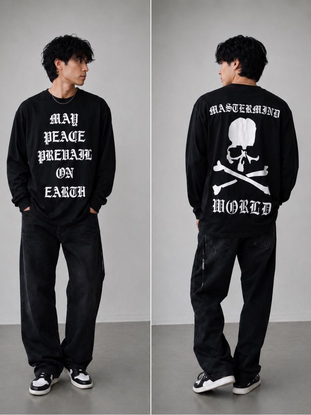 Mastermind World Black Long-Sleeve Shirt with Skull Graphic RARE